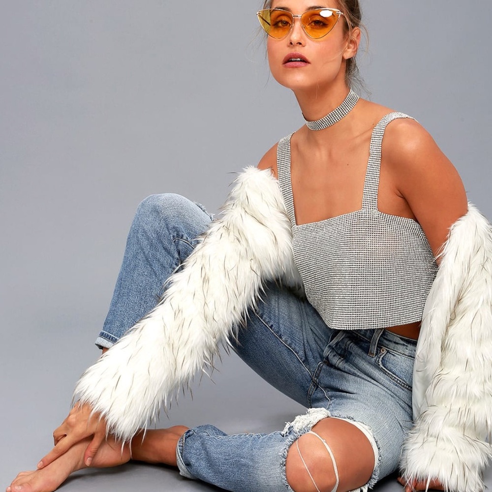 Rhinestone tank top crop